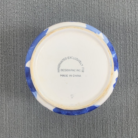 Design Pac Hand Painted Canister Ceramic Blue White Grapevine Country Kitchen - Picture 8 of 13